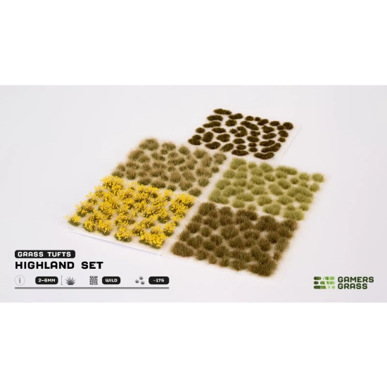 Gamers Grass: Highland Tuft Set - Zestaw traw Górskie Łąki (Wild) • 175 kępek 2–6mm